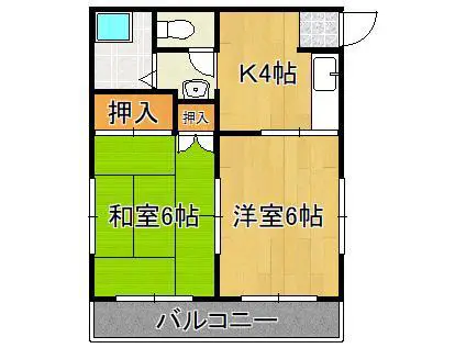 アベニュー医生ケ丘(2K/3階)の間取り写真