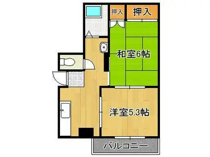 アベニュー医生ケ丘(2K/3階)の間取り写真