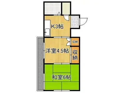 アベニュー医生ケ丘(2K/3階)の間取り写真