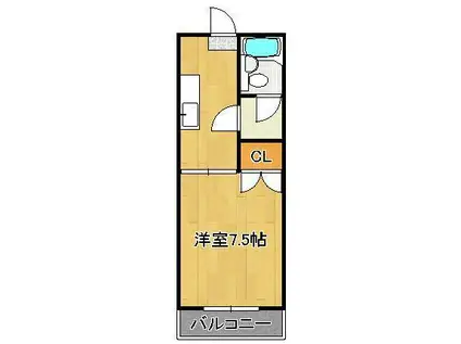 グランドハイツ樫本(1K/2階)の間取り写真