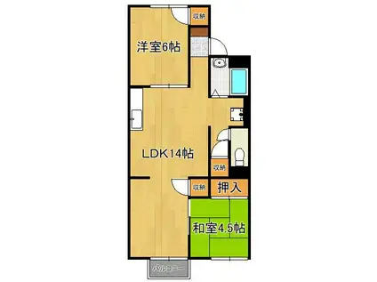 新緑とそよ風のラテⅡ(2LDK/1階)の間取り写真
