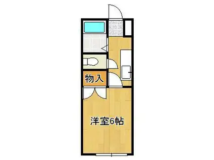 デュエル本城B(1K/2階)の間取り写真