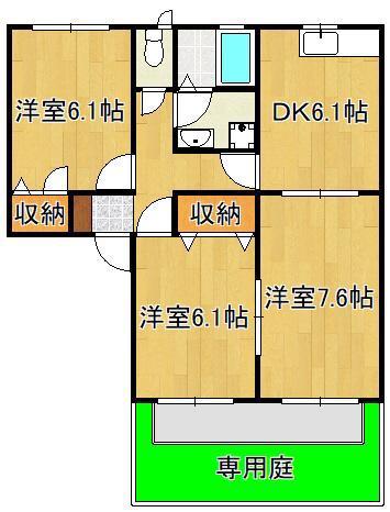 ヴェルエポック芦屋(3DK/1階)の間取り写真