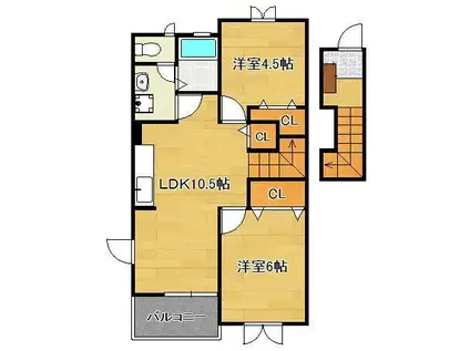 グランシャリオB(2LDK/2階)の間取り写真