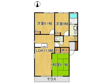 トレ アマーレ(3LDK/1階)の間取り写真