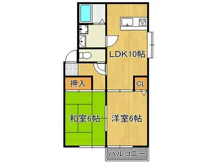メゾンRK(2LDK/2階)の間取り写真