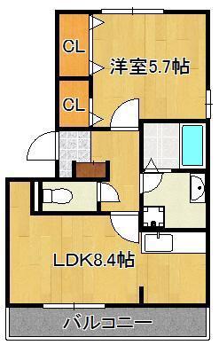 ソレールヴィラ(1LDK/3階)の間取り写真