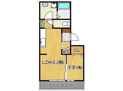 ソレールヴィラ(1LDK/3階)の間取り写真