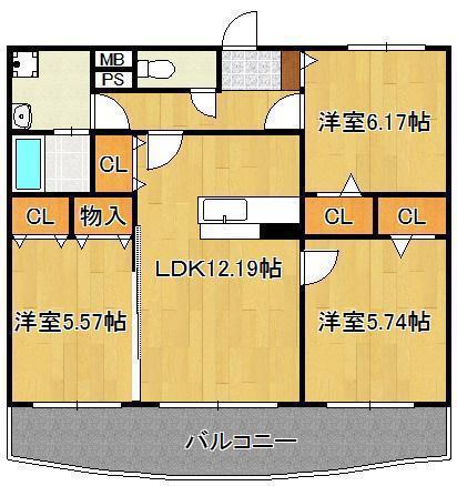 グレイス早川(3LDK/3階)の間取り写真