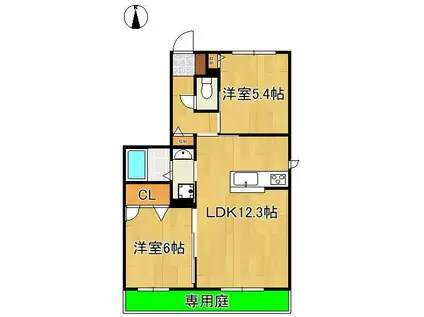 シャーメゾン ナポリB(2LDK/1階)の間取り写真