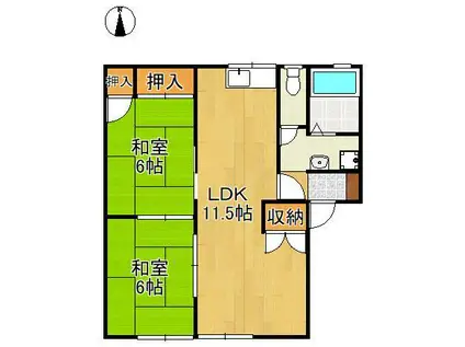 ロイヤルシェル B(2LDK/1階)の間取り写真