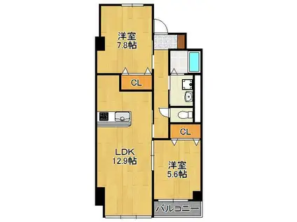 QUEENS GARDEN(2LDK/1階)の間取り写真