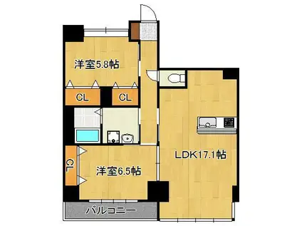 QUEENS GARDEN(2LDK/4階)の間取り写真