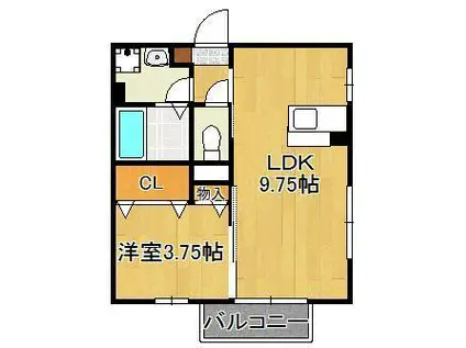 メゾンプランタニエール ドゥ(1LDK/1階)の間取り写真