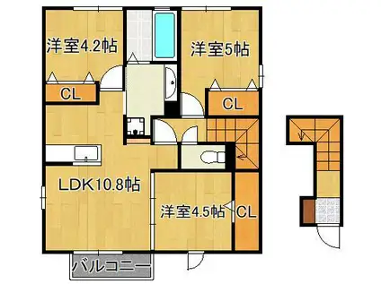 サンヒルズ愛坂 B棟(3LDK/2階)の間取り写真