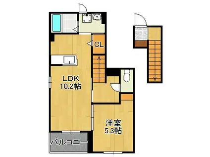エトワール本城(1LDK/2階)の間取り写真