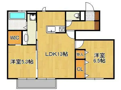 フェアリーコートASOH2(2LDK/1階)の間取り写真