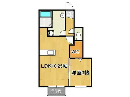 ハーベストトロワ(1LDK/1階)の間取り写真