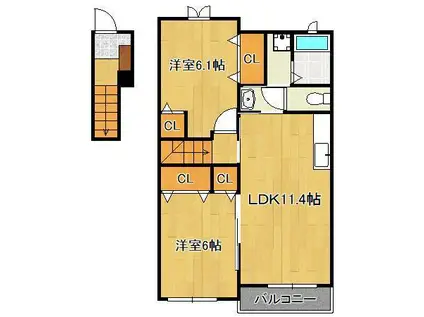 グレイス(2LDK/2階)の間取り写真