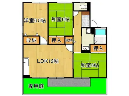 セジュール B棟(3LDK/1階)の間取り写真