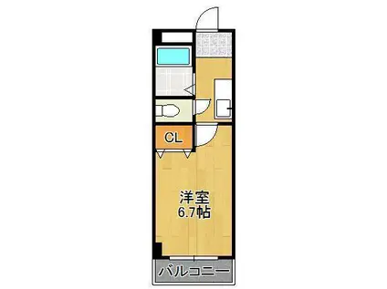 スカイハイツ折尾(1K/2階)の間取り写真
