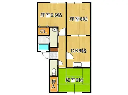 コーポカンセイ(3DK/2階)の間取り写真