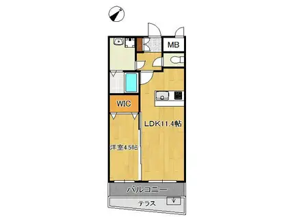 ヒルズ折尾(1LDK/1階)の間取り写真