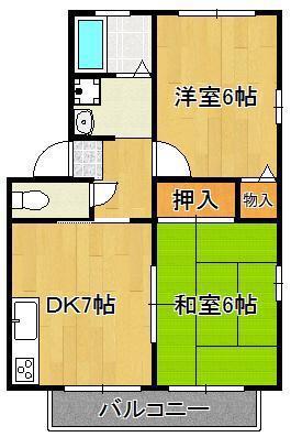 ステーブルハイツ鬼津(2DK/1階)の間取り写真