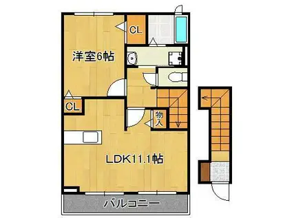 グラン・ジュテ(1LDK/2階)の間取り写真