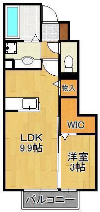 フィールドサイド本城(1LDK/1階)の間取り写真