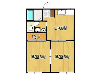 ラズベリーハウス(2DK/1階)の間取り写真