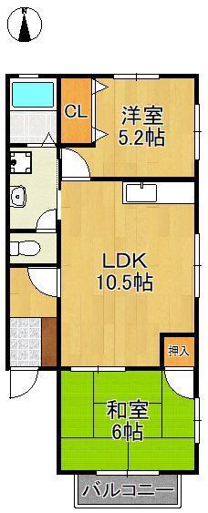 プロムナード・ハイツ(2LDK/1階)の間取り写真