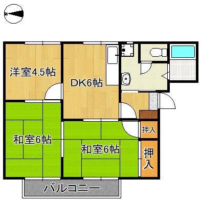 フレグランス鴨生田2(3DK/2階)の間取り写真