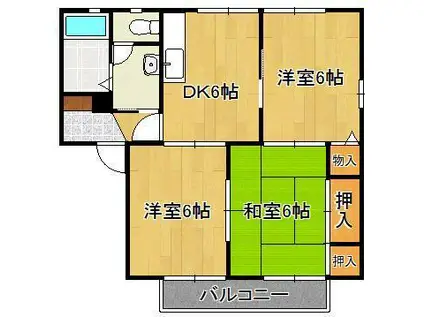 フレグランス鴨生田3(3DK/2階)の間取り写真