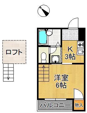 ウッドノースハイツ(1K/2階)の間取り写真