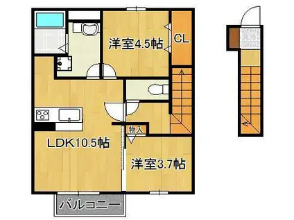 ミルキーヒルズ(2LDK/2階)の間取り写真