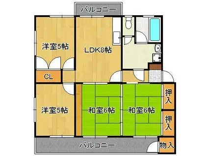 エメラルドタウン本城F棟(4DK/5階)の間取り写真