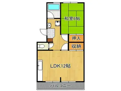 ドミールあしや(1LDK/3階)の間取り写真