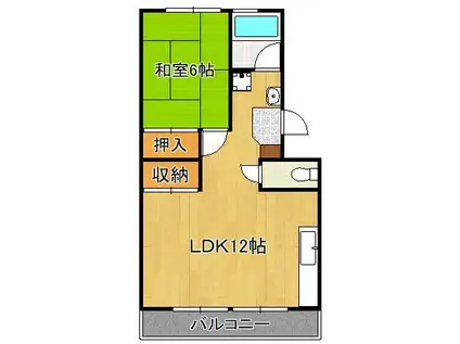 ドミールあしや(1LDK/3階)の間取り写真