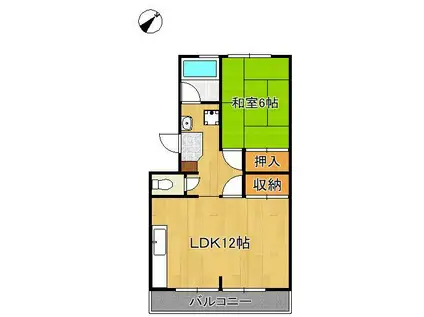 ドミールあしや(1LDK/2階)の間取り写真