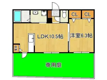 SHAMAISON MK ASH(1LDK/1階)の間取り写真