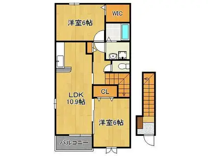 グランペレ・ヤマガタ(2LDK/2階)の間取り写真