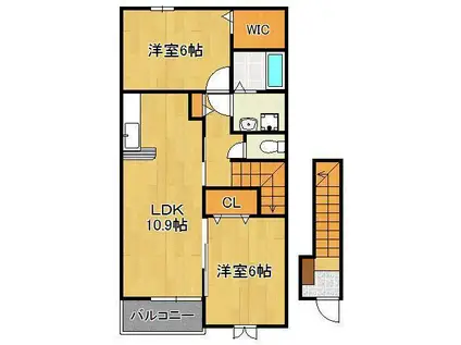 グランペレ・ヤマガタ(2LDK/2階)の間取り写真