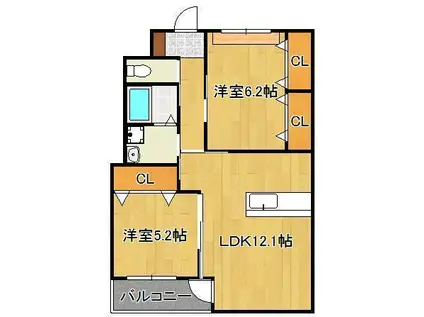 サンモール(2LDK/2階)の間取り写真