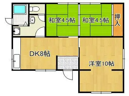 筑豊本線 二島駅 徒歩28分 1階建 築58年(3DK)の間取り写真