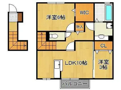 プレステージ二島 B棟(2LDK/2階)の間取り写真