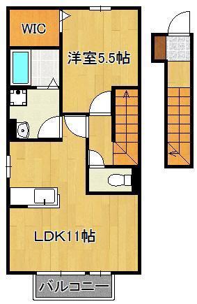 サニーコート B棟(1LDK/2階)の間取り写真
