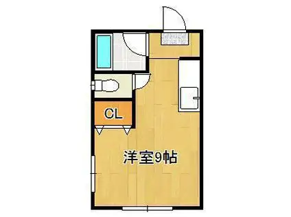 ローズマロウ(ワンルーム/2階)の間取り写真