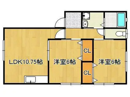 エスポワールW(2LDK/1階)の間取り写真