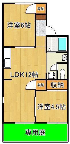 西二島ハイツ(2LDK/1階)の間取り写真